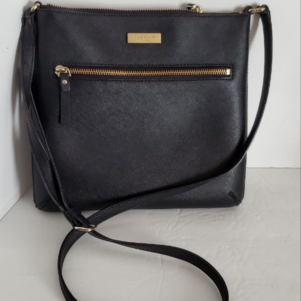 kate Spade Rima Laurel Way Black Saffiano Leather Crossbody Bag